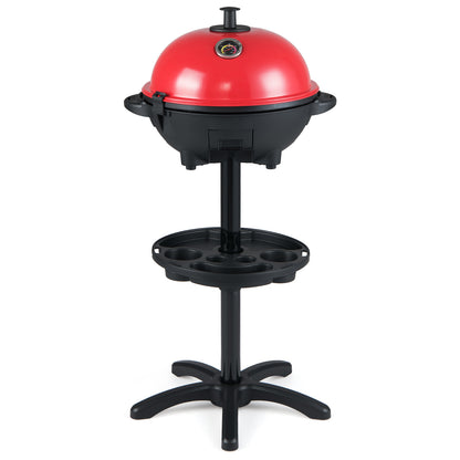 Electric BBQ Grill 1200W Indoor Outdoor Grill with 2-Zone Non-Stick Grilling Plate-RE