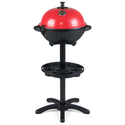 Electric BBQ Grill 1200W Indoor Outdoor Grill with 2-Zone Non-Stick Grilling Plate-RE
