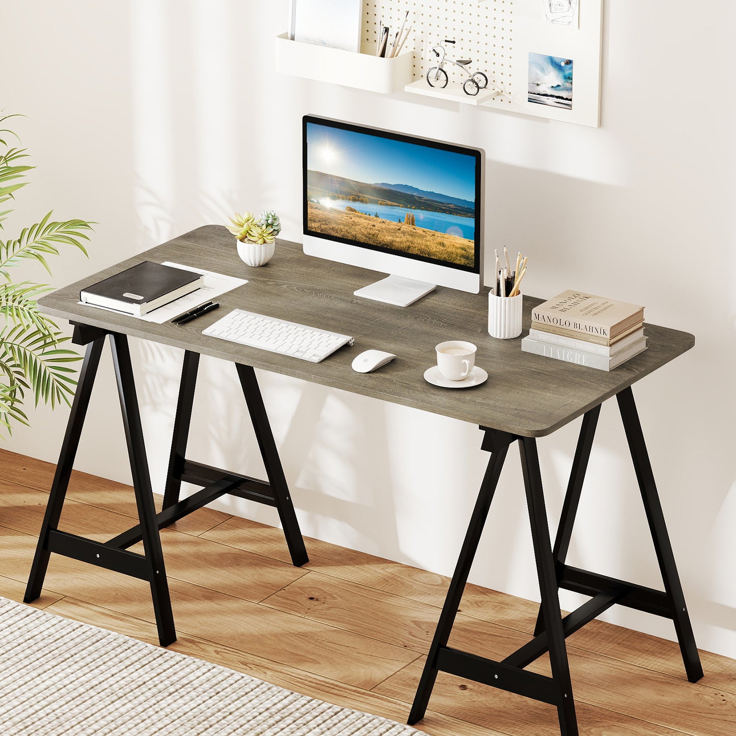 Electric Standing Desk with LED Display and 2 Memory Height Settings-DK