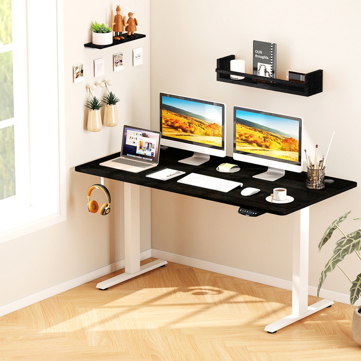 Electric Standing Desk Height Adjustable with 3 Memory Heights Black-S
