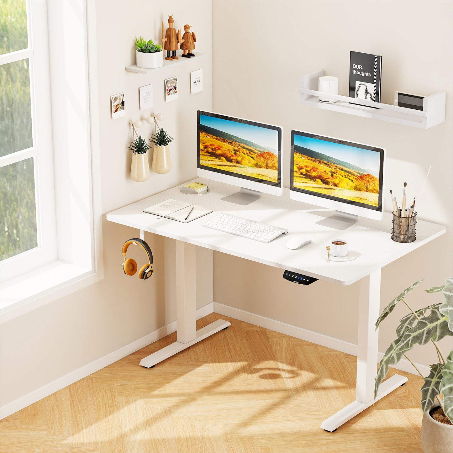 Electric Standing Desk Height Adjustable with 3 Memory Heights White-S