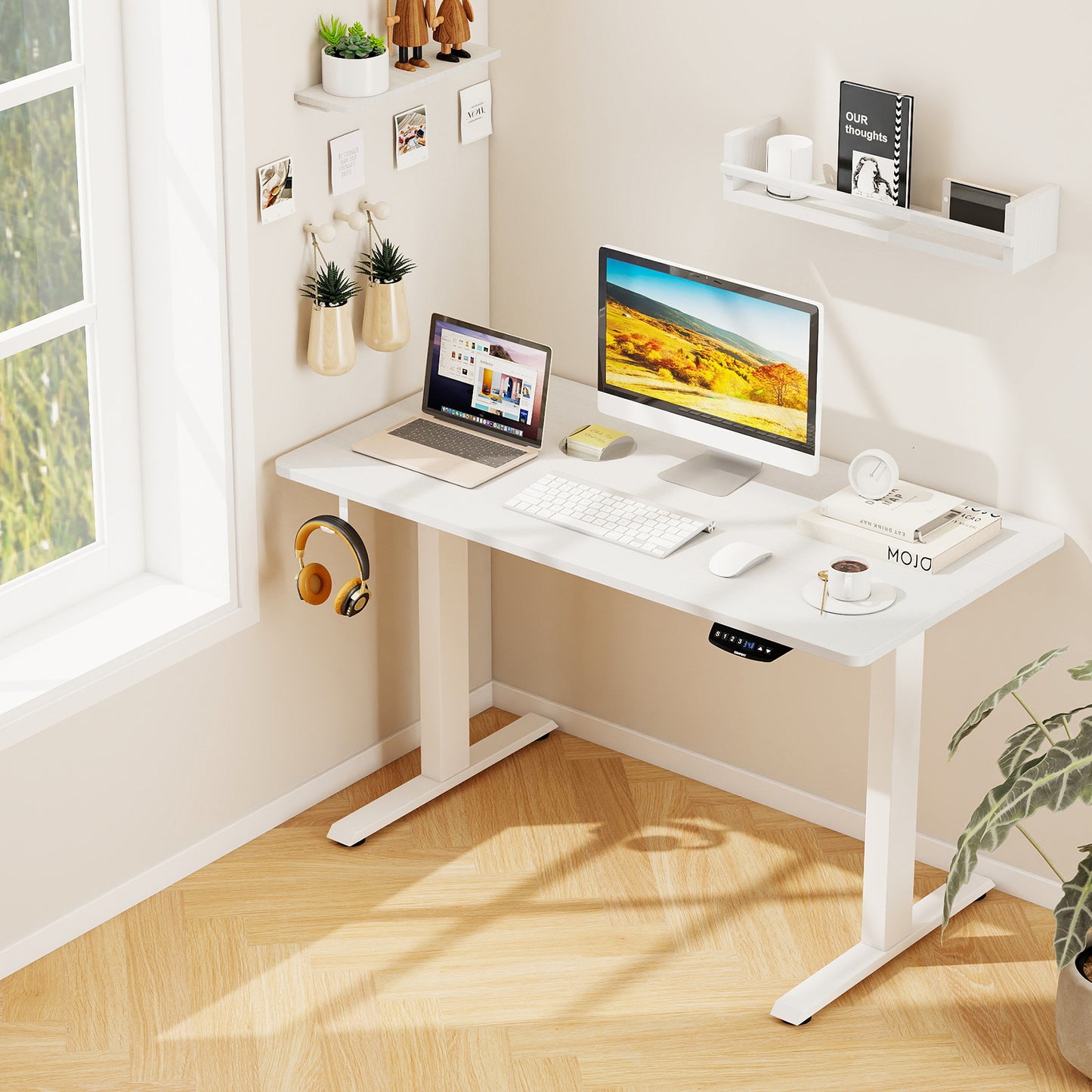 Electric Standing Desk Height Adjustable with 3 Memory Heights White-S