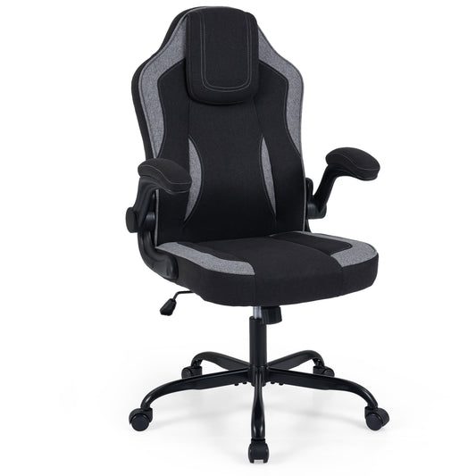 Ergonomic Computer Office Chair with 90° Flip-up Armrests-Black