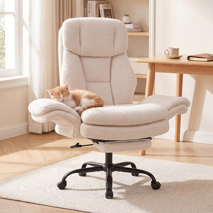 Ergonomic Cross Legged Office Chair Big and Tall Executive Chair with Retractable Footrest-Black