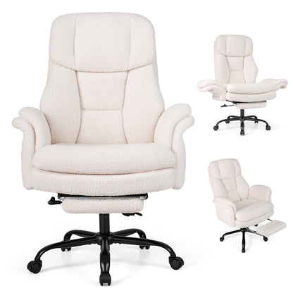 Ergonomic Cross Legged Office Chair Big and Tall Executive Chair with Retractable Footrest-Black