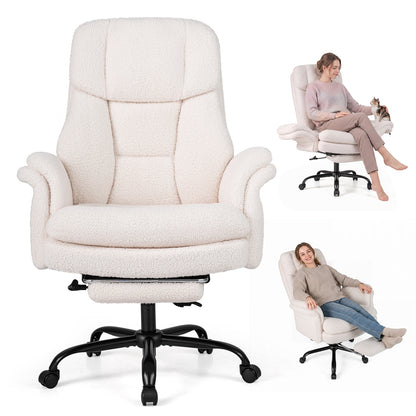 Ergonomic Cross Legged Office Chair Big and Tall Executive Chair with Retractable Footrest-Black