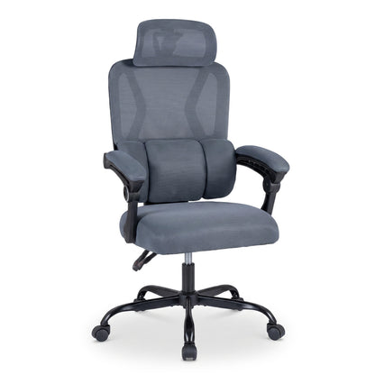 Ergonomic Office Computer Mesh Chair with High Back Adaptive Lumbar Support and 2D Adjustable Headrest-Black