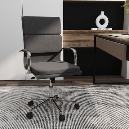 Ergonomic Office Desk Chair with Rocking Backrest and Height-adjustable Padded Seat-Gray