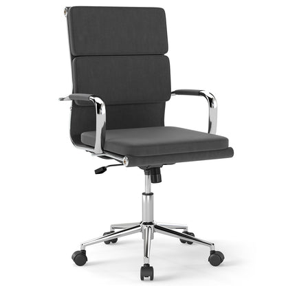 Ergonomic Office Desk Chair with Rocking Backrest and Height-adjustable Padded Seat-Gray