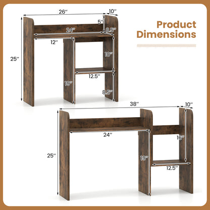 Expandable Desk Bookshelf with Open Cubes and Desktop Display Rack-Rustic Brown
