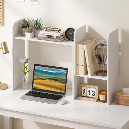Expandable Desk Bookshelf with Open Cubes and Desktop Display Rack-Rustic Brown