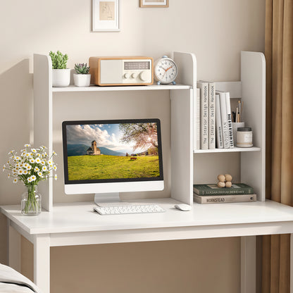 Expandable Desk Bookshelf with Open Cubes and Desktop Display Rack-Rustic Brown