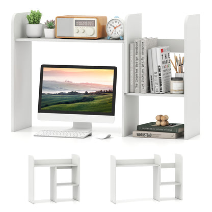 Expandable Desk Bookshelf with Open Cubes and Desktop Display Rack-Rustic Brown