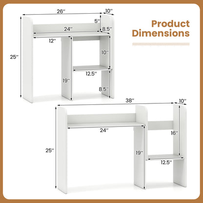 Expandable Desk Bookshelf with Open Cubes and Desktop Display Rack-Rustic Brown