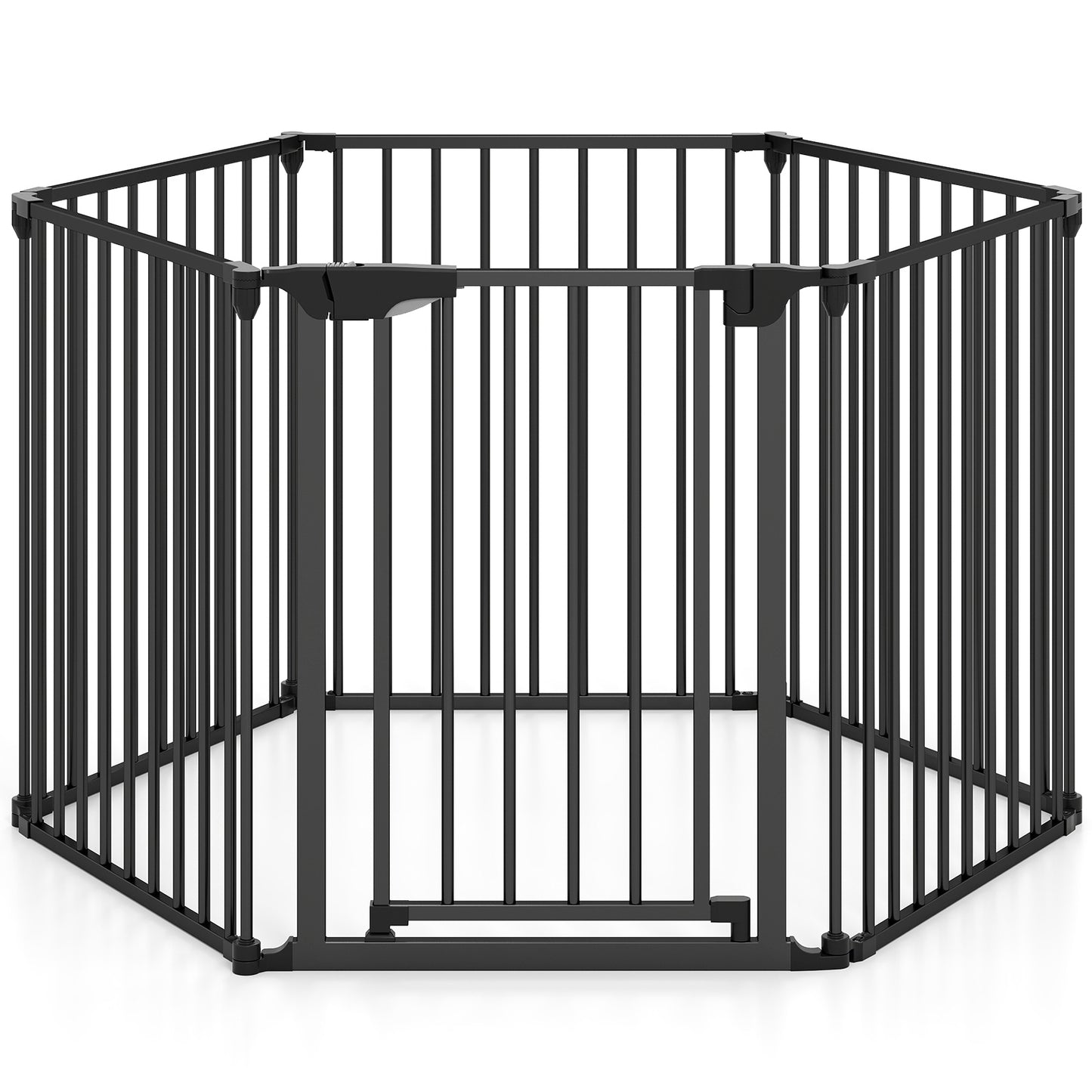 Extra Wide Baby Gate Fits 34.5-154" Openings 6-Panel Adjustable Pet Safety Fence-Black