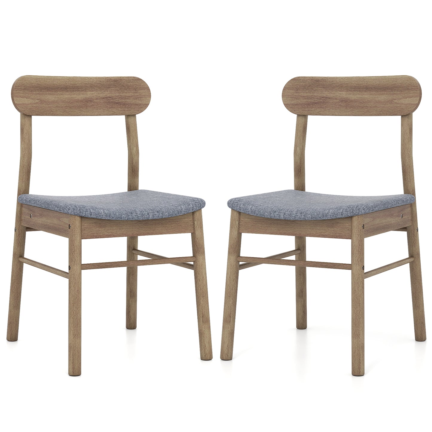 Fabric Upholstered Kitchen Armless Dining Chairs with Rubber Wood Frame Set of 2-Oak