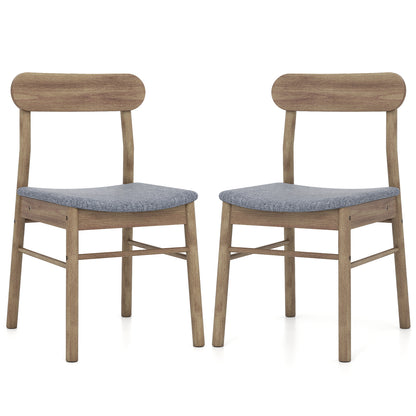 Fabric Upholstered Kitchen Armless Dining Chairs with Rubber Wood Frame Set of 2-Oak