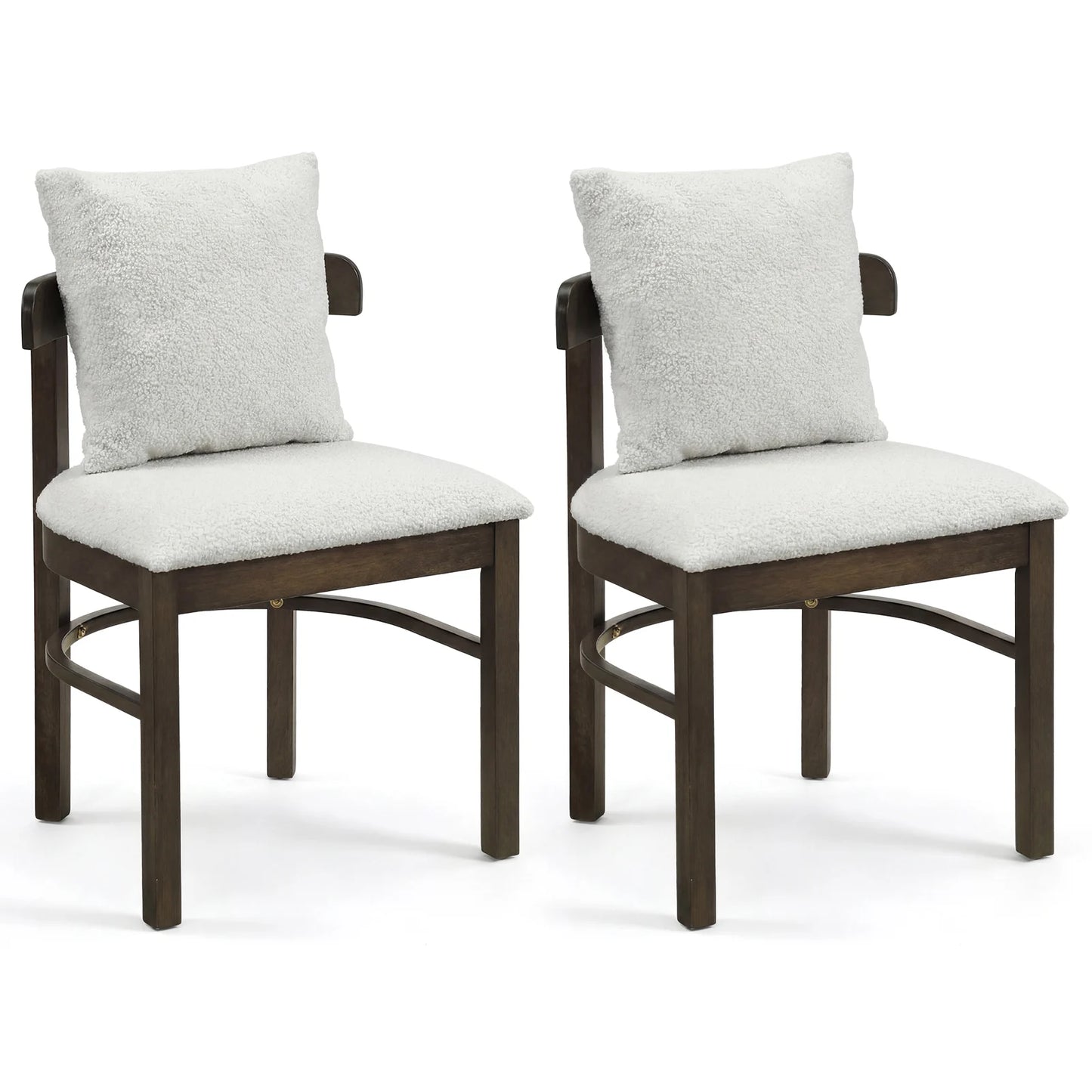 Fabric Upholstered Wood Dining Chairs Set of 2 with Removable Pillow-Gray