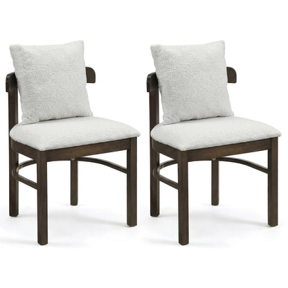 Fabric Upholstered Wood Dining Chairs Set of 2 with Removable Pillow-Gray