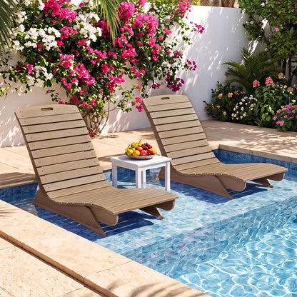 Fade-Resistant Outdoor Lounger with Contoured Shape for Deck Poolside-Brown