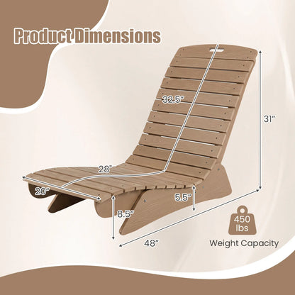 Fade-Resistant Outdoor Lounger with Contoured Shape for Deck Poolside-Brown