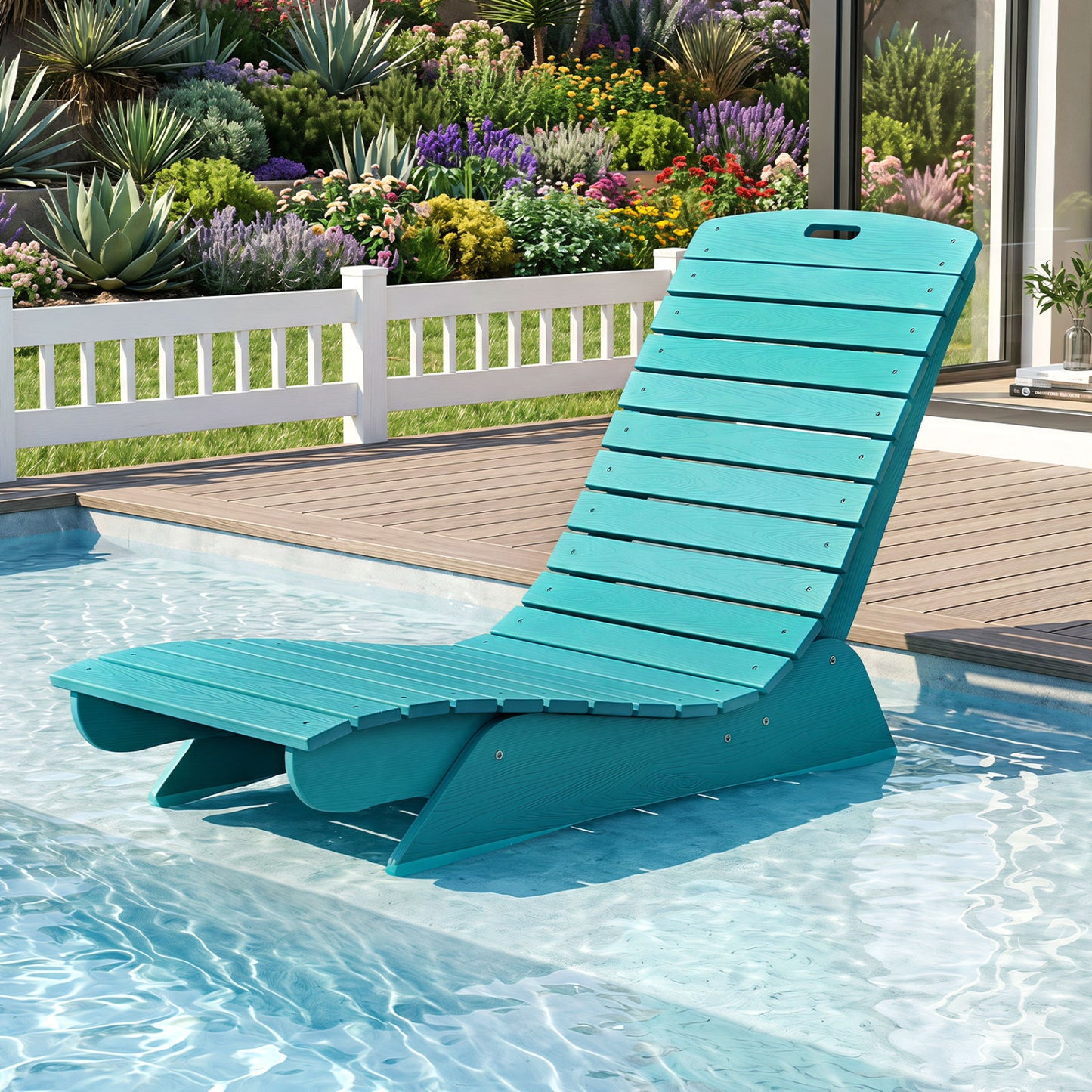 Fade-Resistant Outdoor Lounger with Contoured Shape for Deck Poolside-Brown
