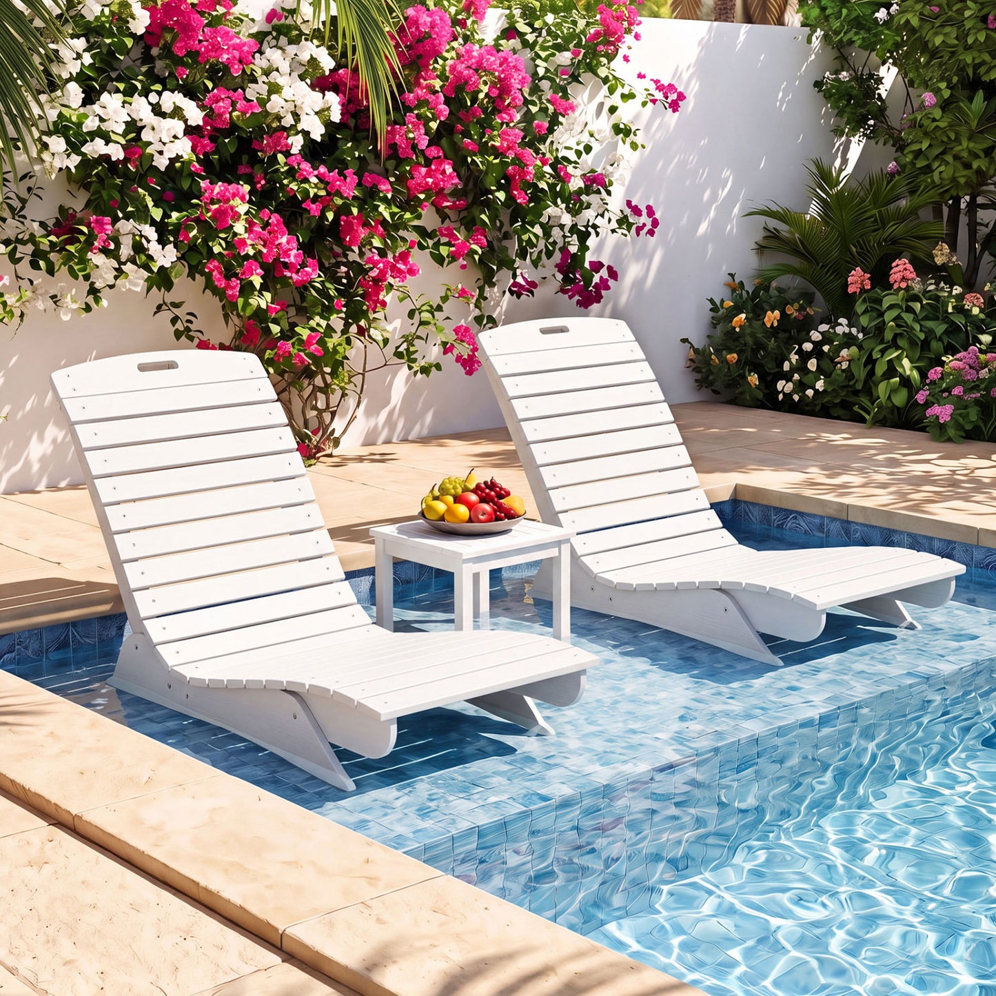 Fade-Resistant Outdoor Lounger with Contoured Shape for Deck Poolside-Brown