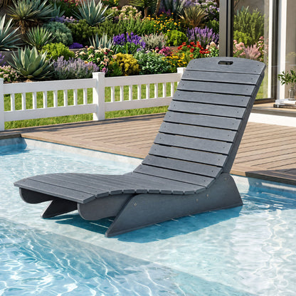 Fade-Resistant Outdoor Lounger with Contoured Shape for Deck Poolside-Brown
