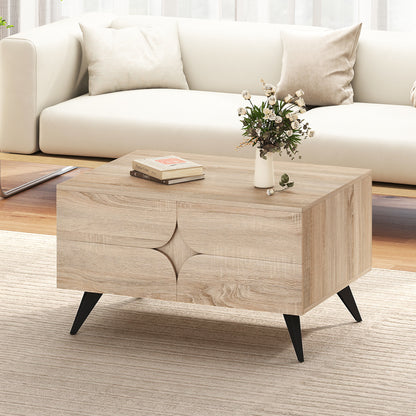 Farmhouse Accent Modern Coffee Table with Storage for Living Room Bedroom-Natural