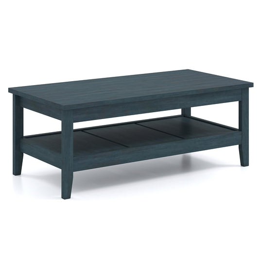 Farmhouse Coffee Table Rustic Cocktail Center Table with Thickened Tabletop-Blue