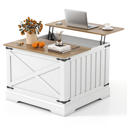 Farmhouse Lift Top Coffee Table with Hidden Storage Compartment-Black