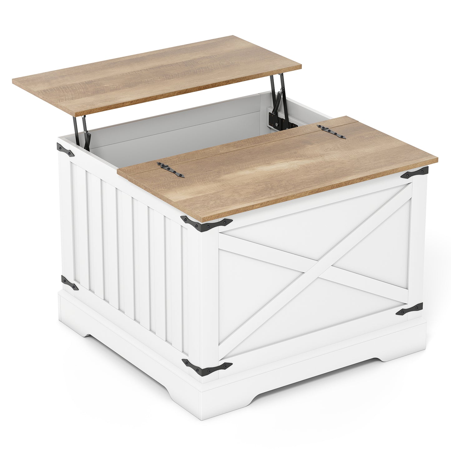 Farmhouse Lift Top Coffee Table with Hidden Storage Compartment-Black