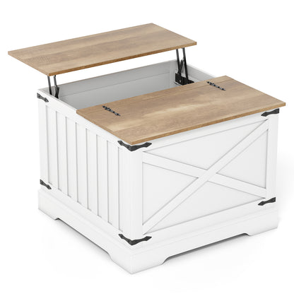 Farmhouse Lift Top Coffee Table with Hidden Storage Compartment-Black