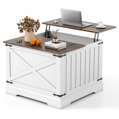Farmhouse Lift Top Coffee Table with Hidden Storage Compartment-Black