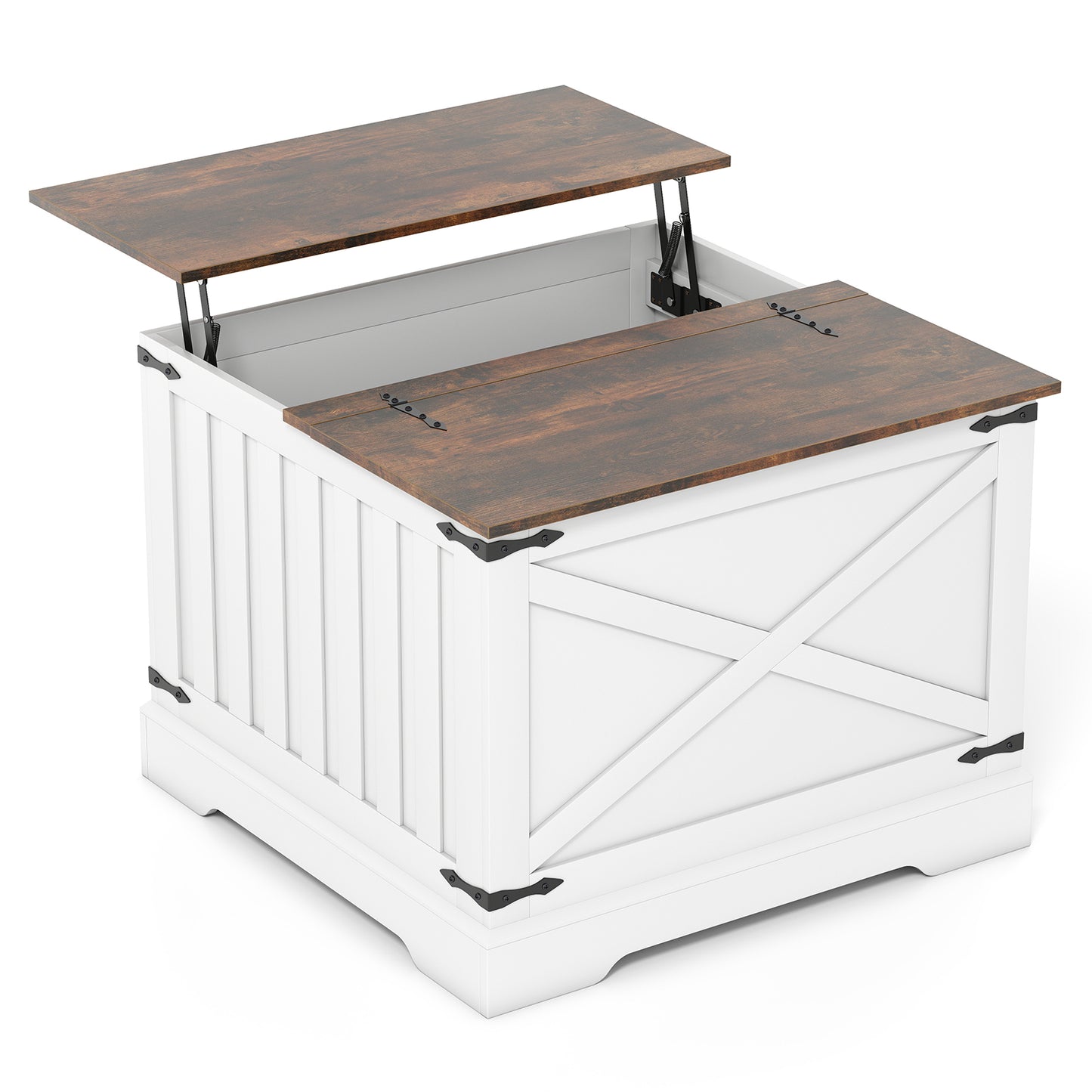 Farmhouse Lift Top Coffee Table with Hidden Storage Compartment-Black