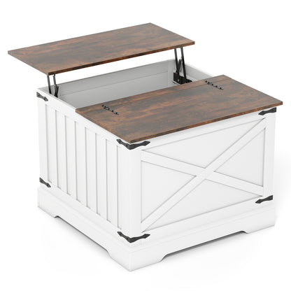 Farmhouse Lift Top Coffee Table with Hidden Storage Compartment-Black