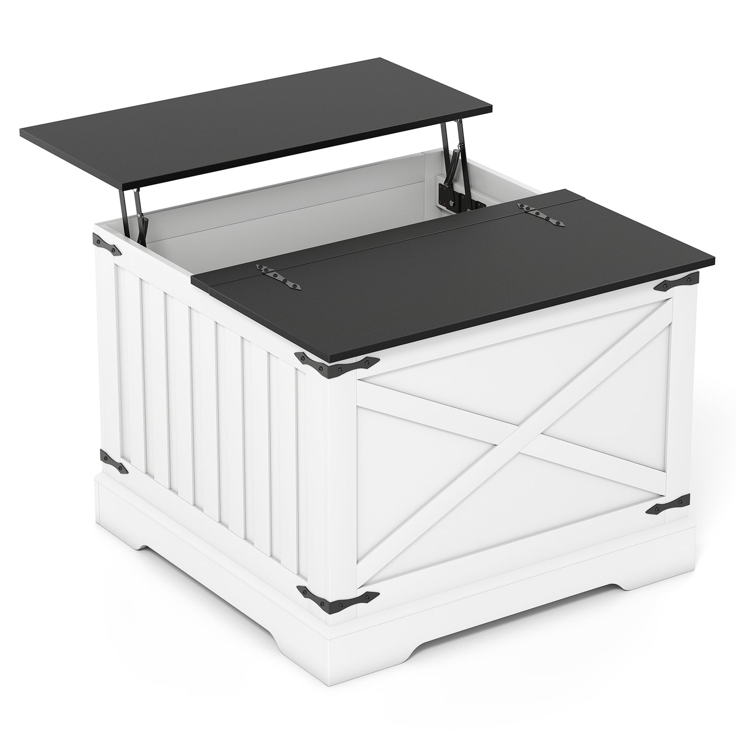 Farmhouse Lift Top Coffee Table with Hidden Storage Compartment-Black
