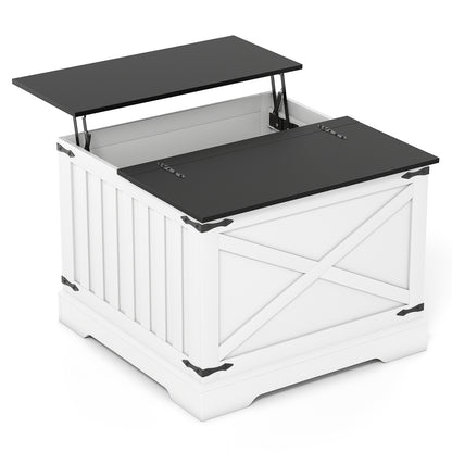 Farmhouse Lift Top Coffee Table with Hidden Storage Compartment-Black