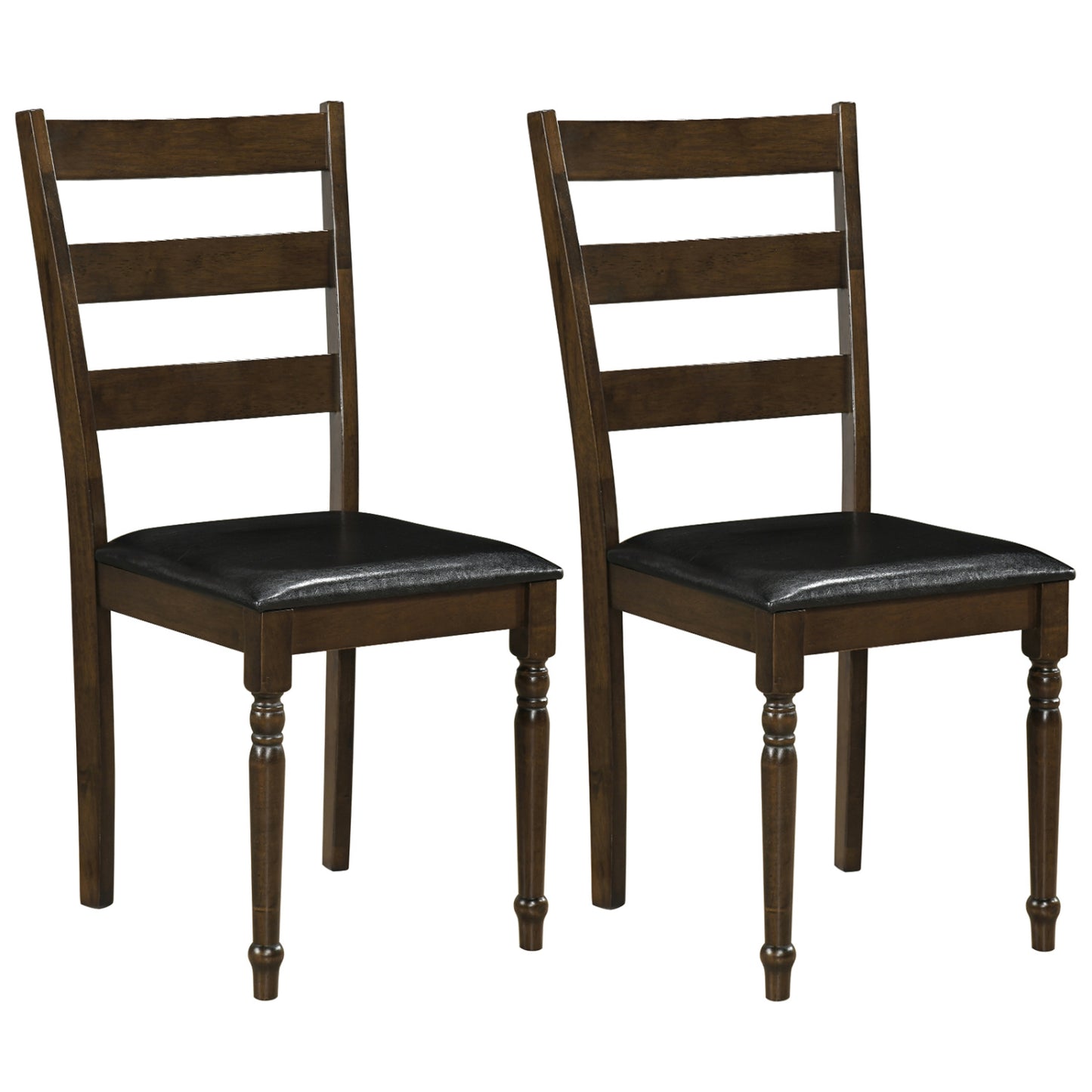 Farmhouse PU Leather Upholstered Dining Chairs Set of 2-Brown