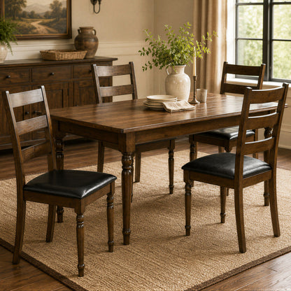 Farmhouse PU Leather Upholstered Dining Chairs Set of 4-Brown