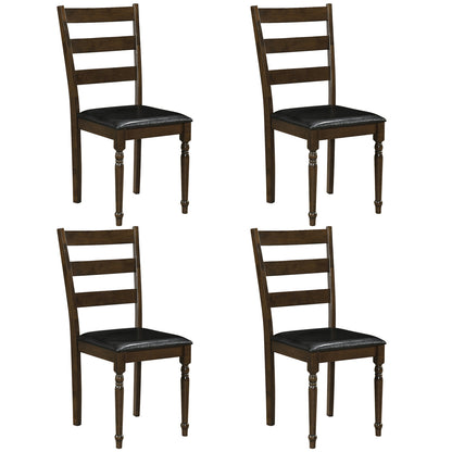 Farmhouse PU Leather Upholstered Dining Chairs Set of 4-Brown