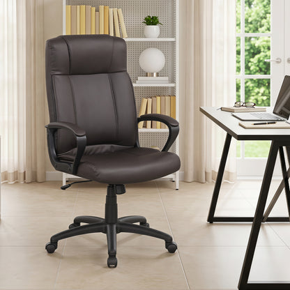 Faux Leather Office Chair Computer Desk Chair with Rocking Function-Black