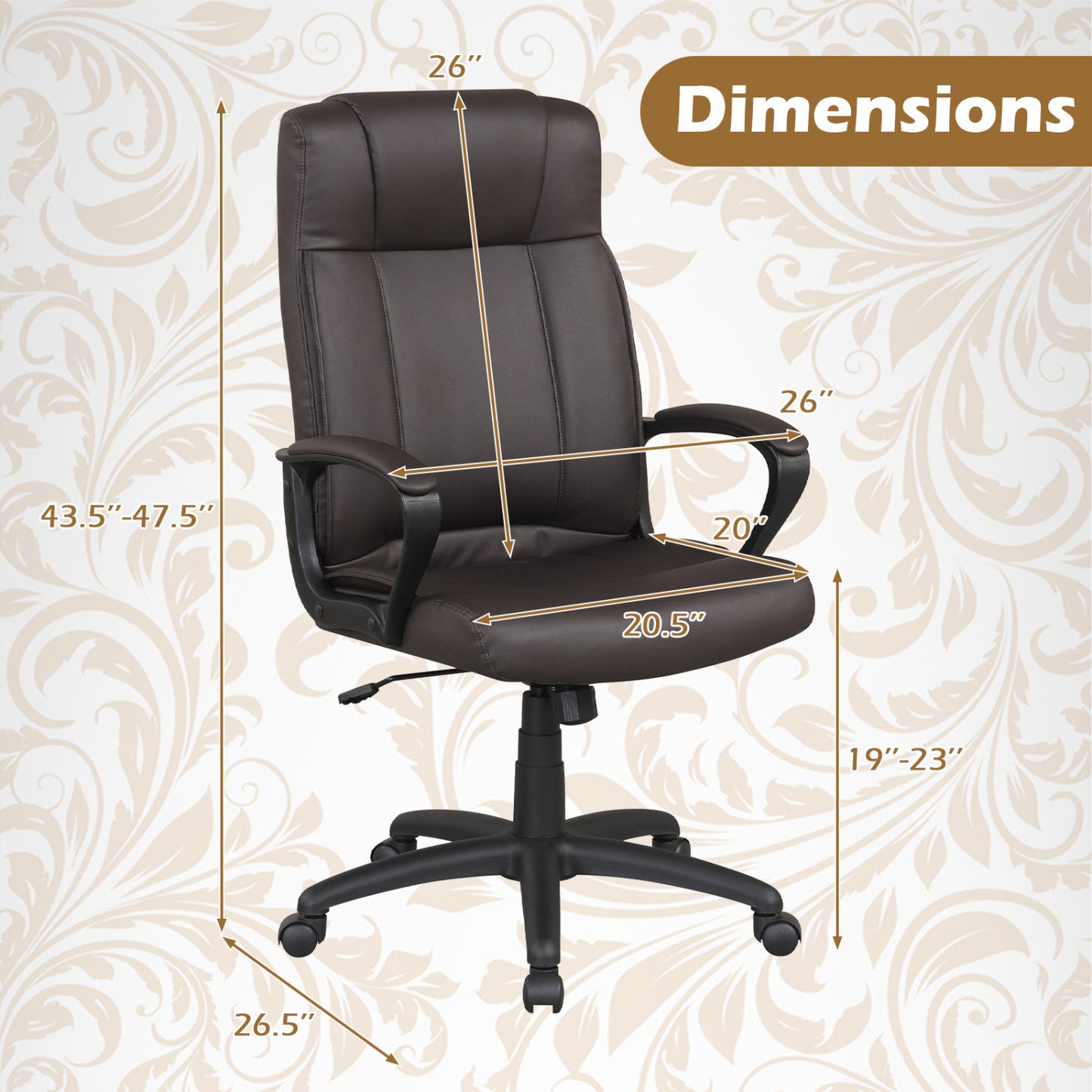 Faux Leather Office Chair Computer Desk Chair with Rocking Function-Black