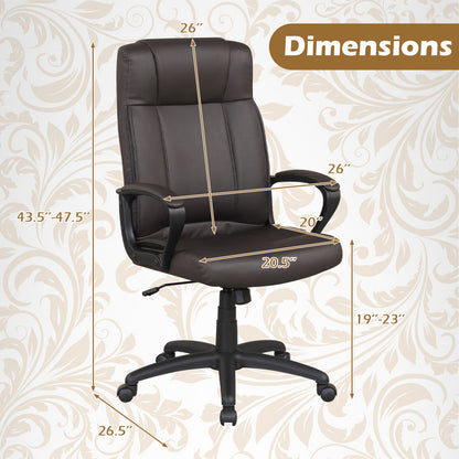 Faux Leather Office Chair Computer Desk Chair with Rocking Function-Black