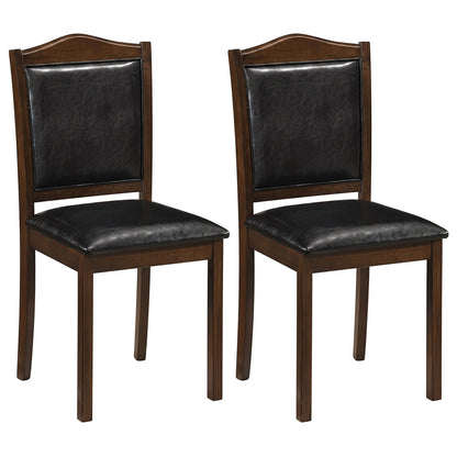Faux Leather Upholstered Wooden Farmhouse Dining Chairs Set of 2-Walnut