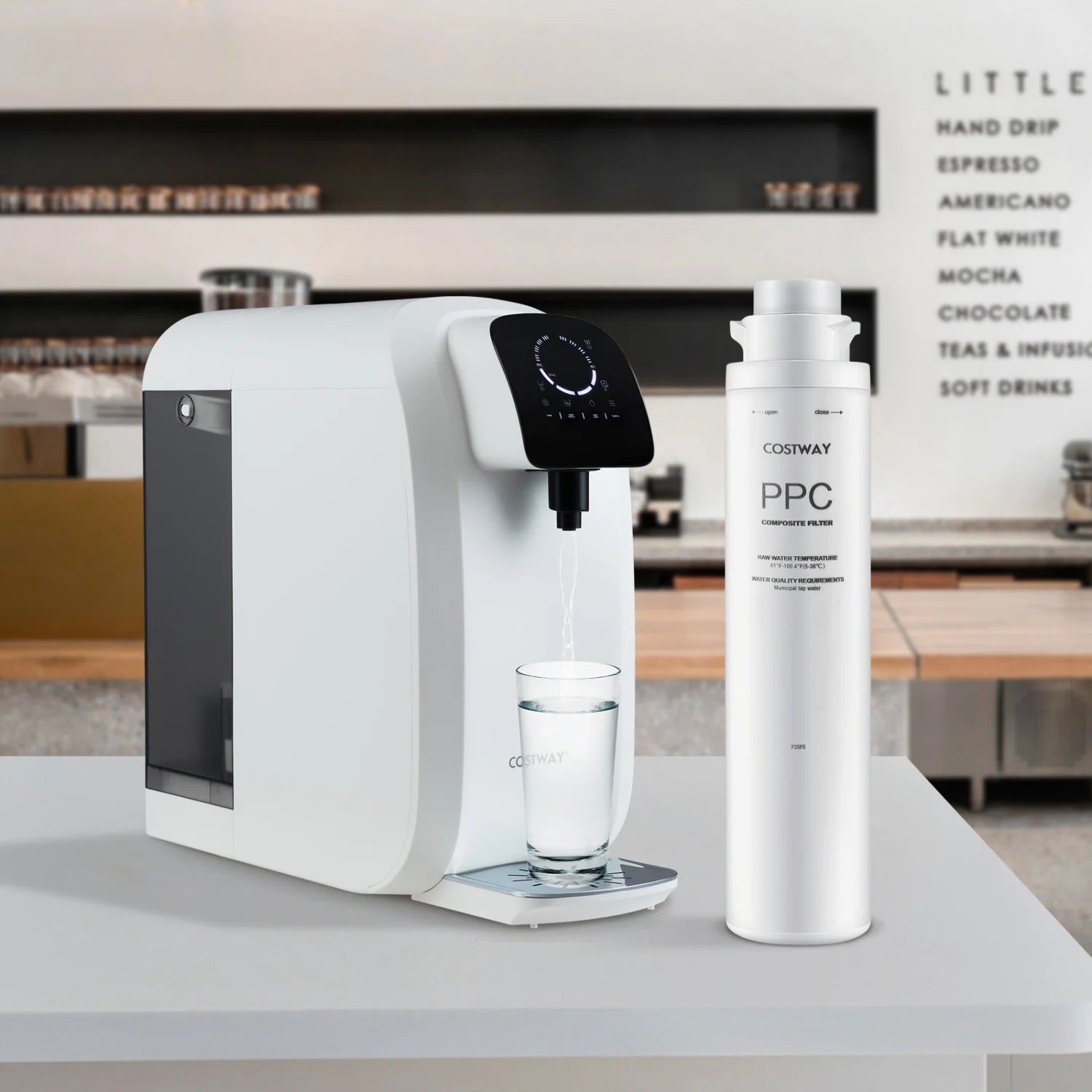 Replacement filter for WYN-ROZ902 countertop reverse osmosis water dispenser by Wilsons Home Store, showing the new filter unit.