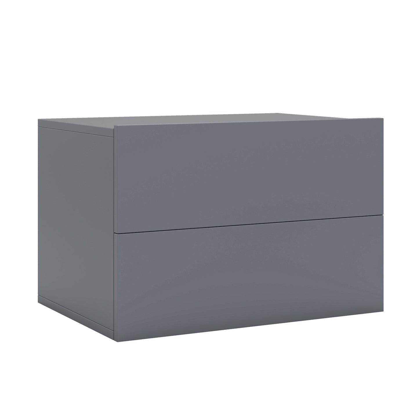 Black wall-mounted floating nightstand with two storage drawers for bedroom, modern furniture by Wilsons Home Store