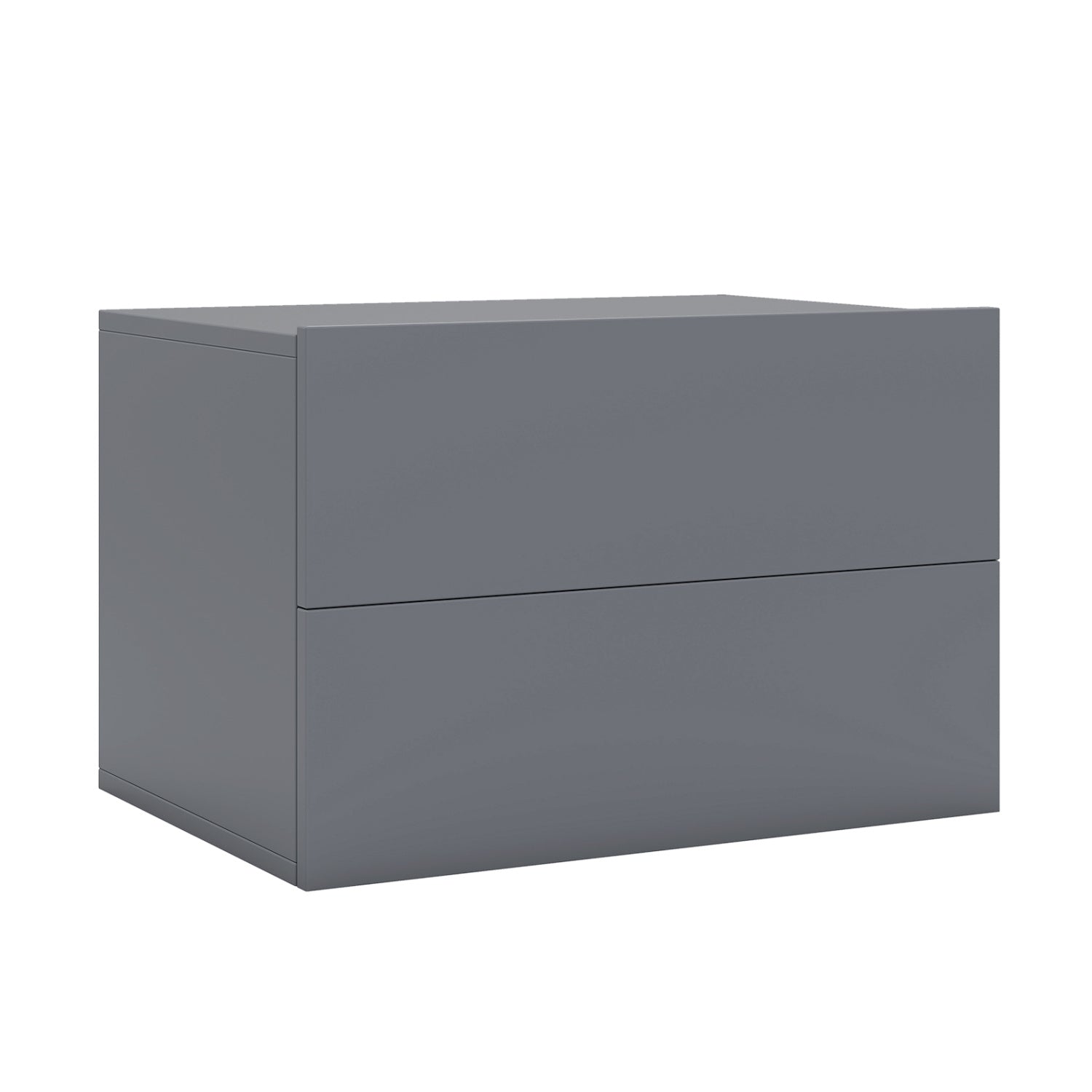 Black wall-mounted floating nightstand with two storage drawers for bedroom, modern furniture by Wilsons Home Store