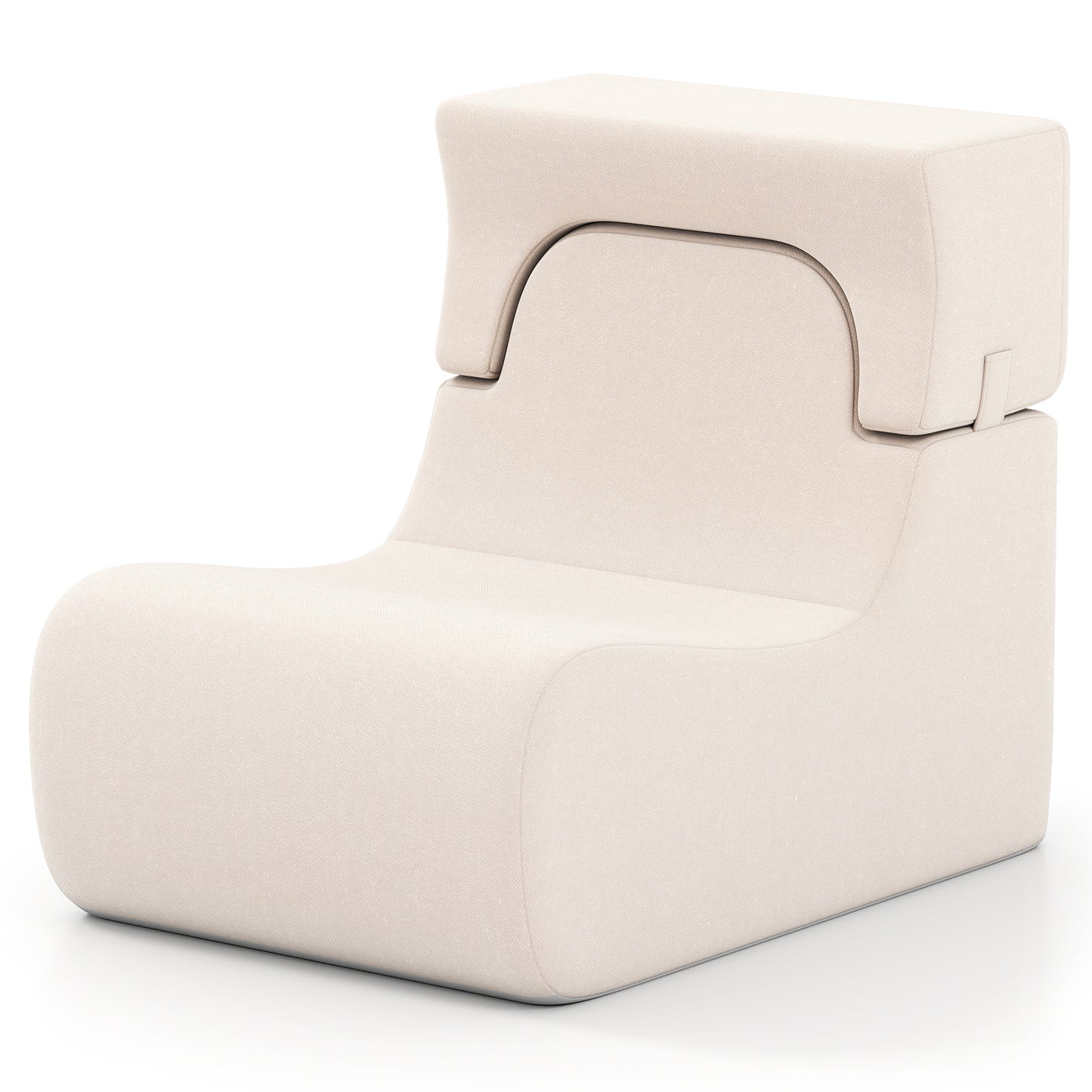 Floor Chair Lazy Sofa with Detachable Headrest-Beige