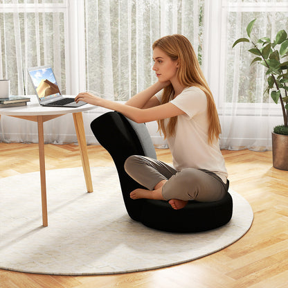 Floor Comfy Gaming Leisure Chair with Adjustable Headrest and Backrest-Gray